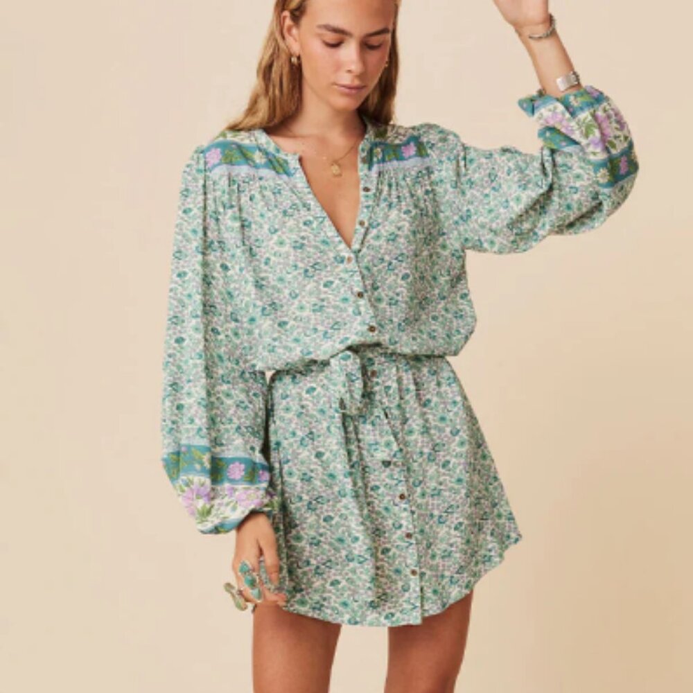 SOLD SPELL Sienna Tunic Dress in Jade NWT FSOT sz Large SOLD OUT online! - Picture 1 of 16